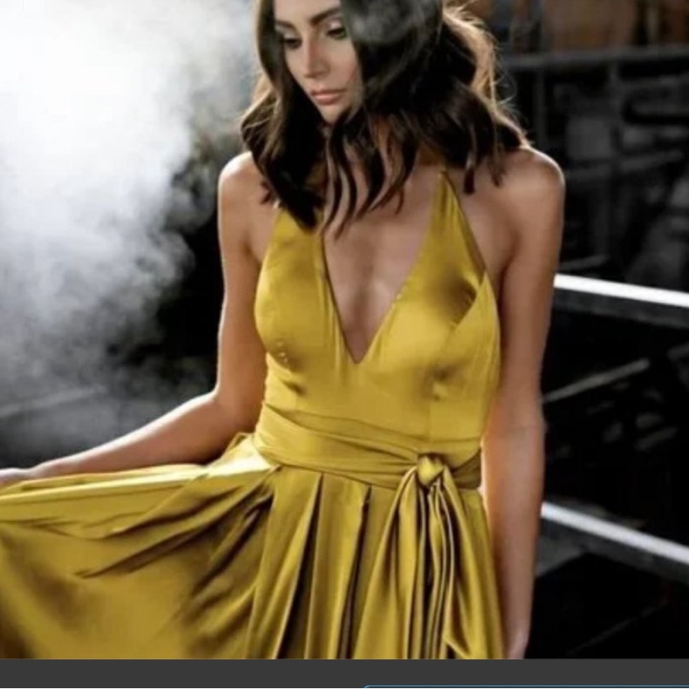 Macduggal green Halter Backless Gown